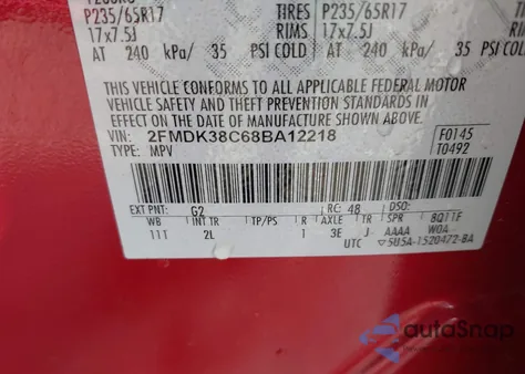 2008 Ford Edge Sel from USA, damaged, VIN 2FMDK38C68BA12218